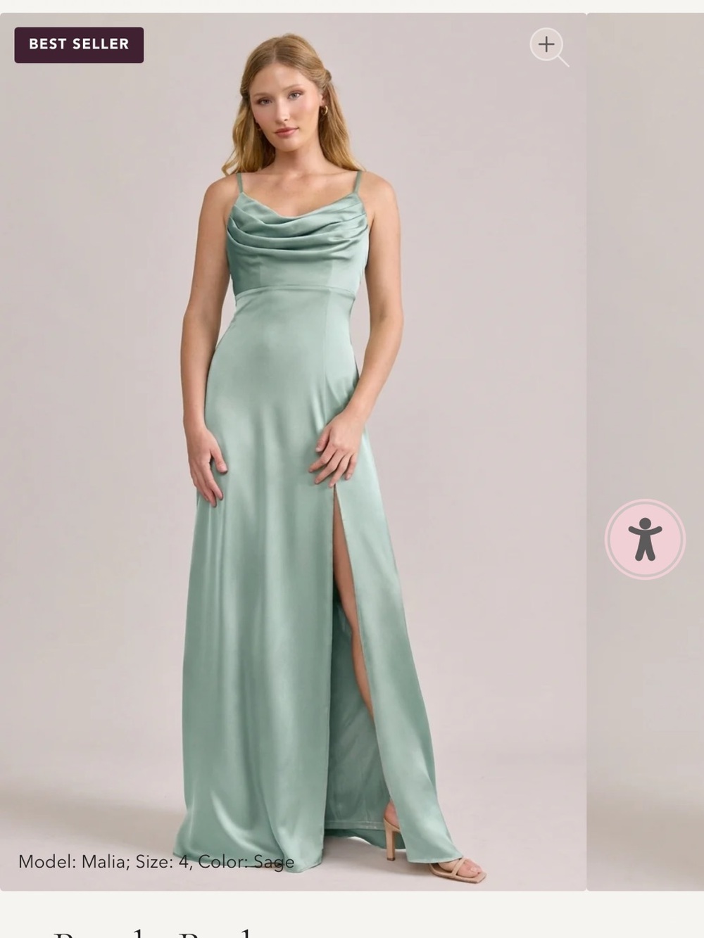 Revelry Sage Satin Cowl Neck Maxi Dress with Side Slit